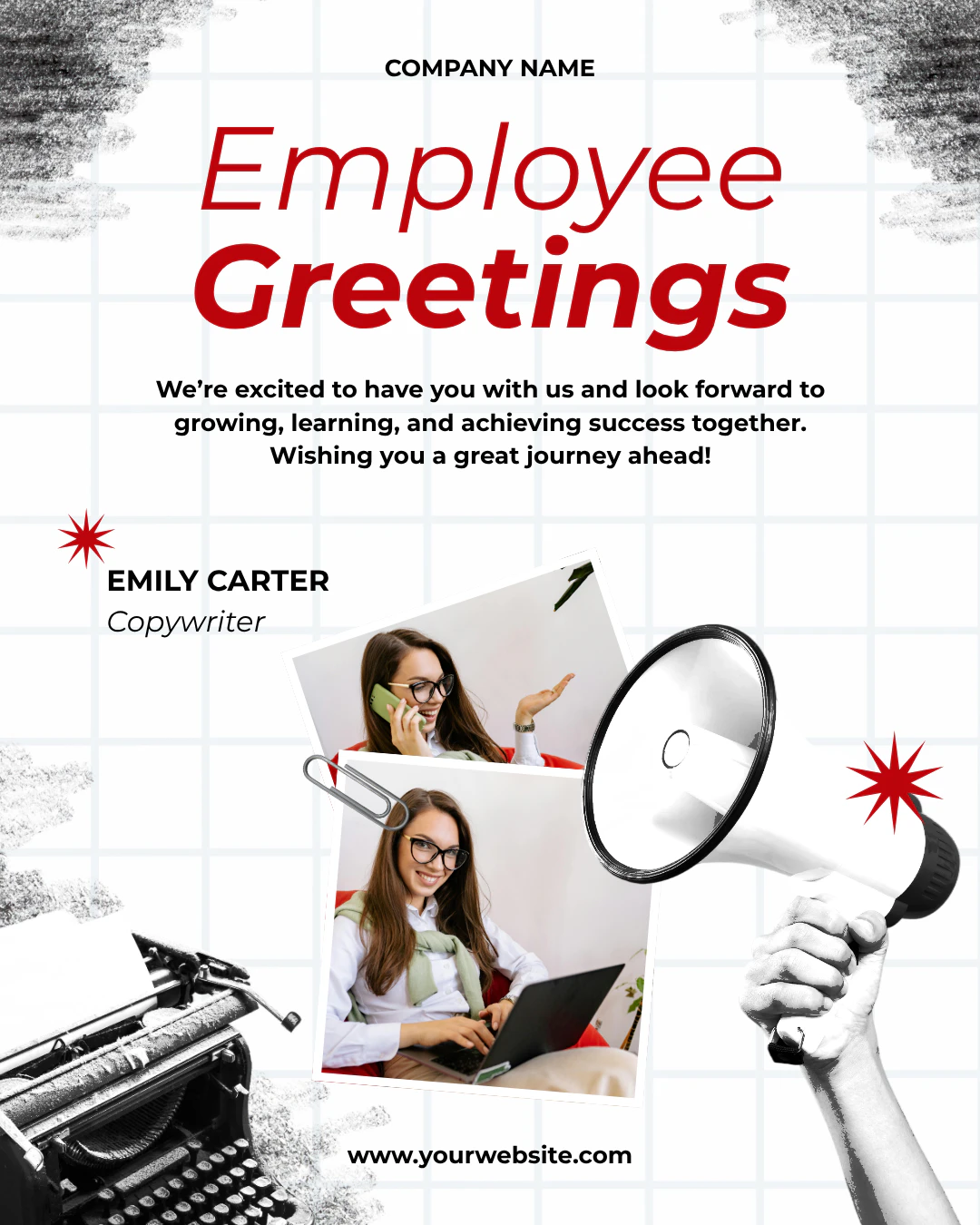 Red and Black Employee Greetings Instagram Post