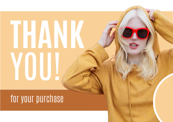 Yellow and Brown Vibrant Fashion Business Thank You Postcard Landscape