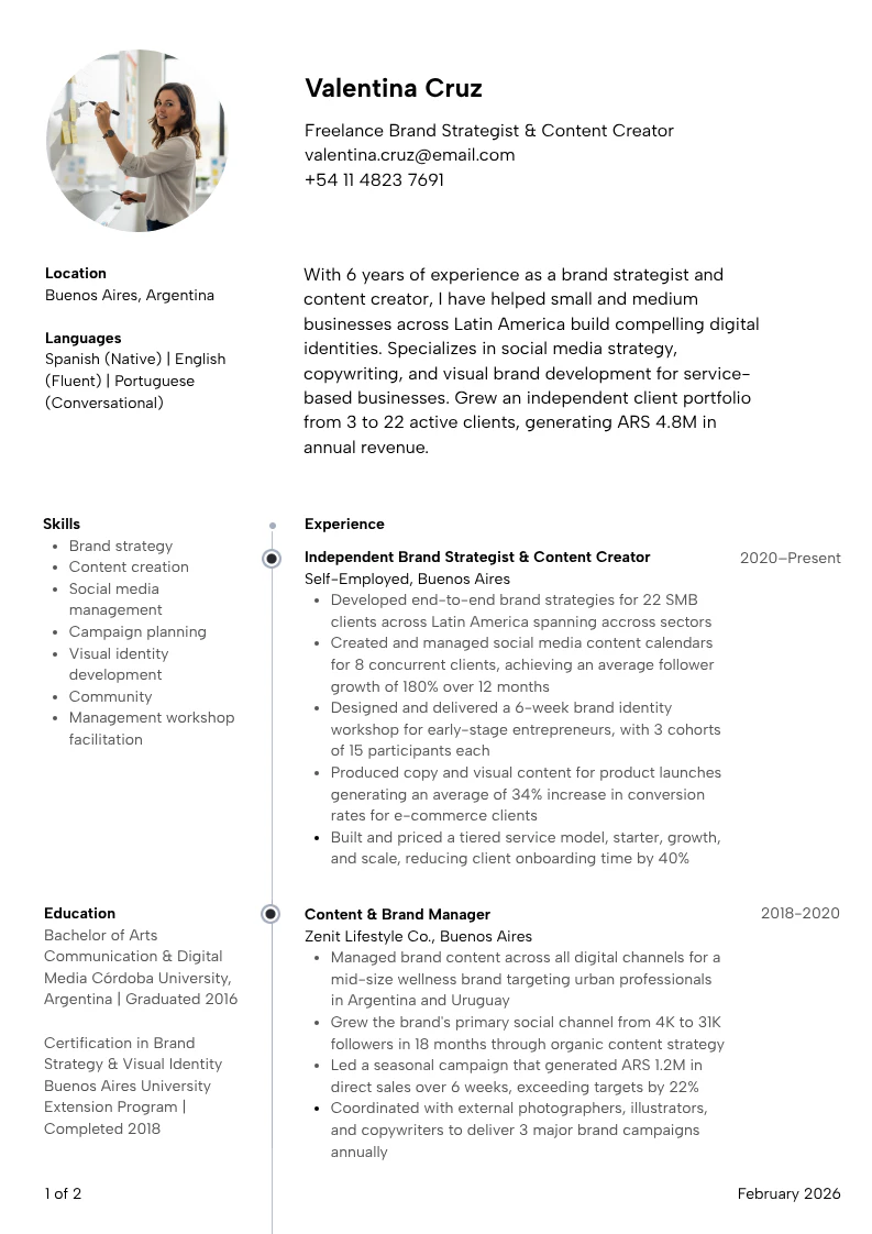 Simple and Minimal Freelancer Resume A4 Portrait