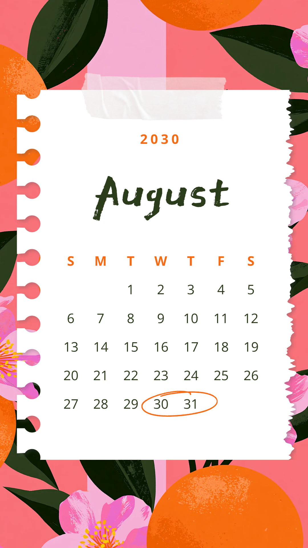 Tropical Floral August Calendar Instagram Story