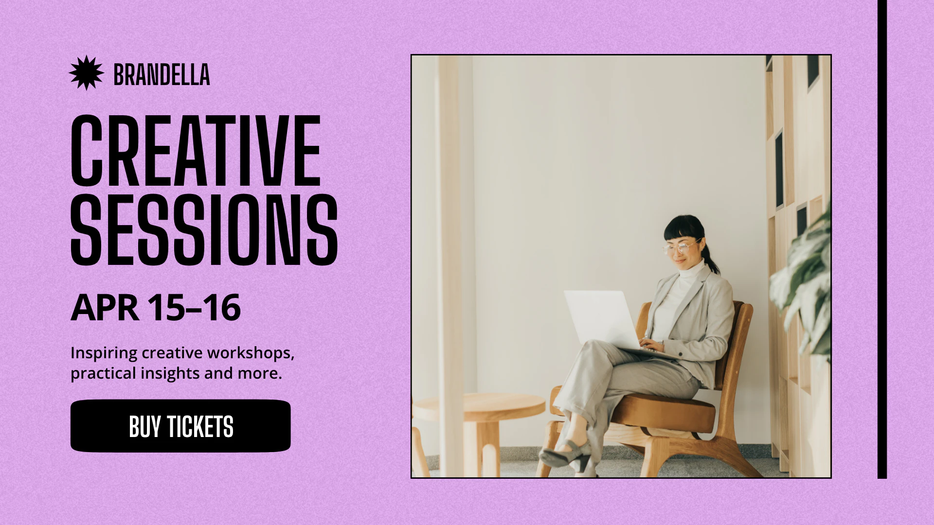 Black and Purple Bold and Colorful Creative Sessions Course Promotional Youtube Ad Landscape